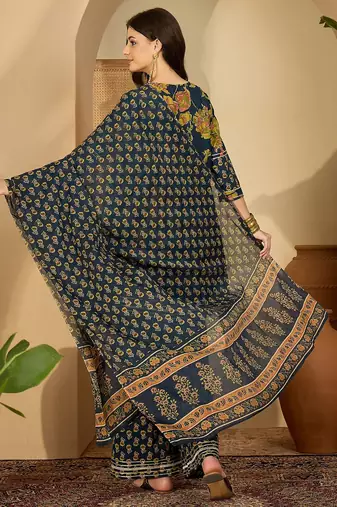Flared printed kurta set for womens