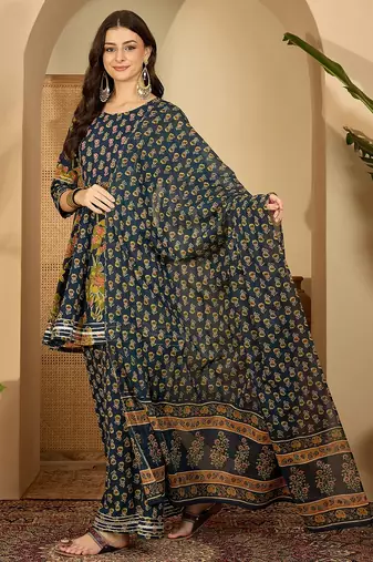 Flared printed kurta set for womens