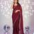 wine color ethnic embroidered moss chiffon fabric girlie partywear saree