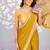 yellow color ethnic embroidered moss chiffon fabric girlie partywear saree