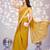 yellow color ethnic embroidered moss chiffon fabric girlie partywear saree