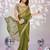 green color ethnic embroidered simmer chiffon fabric girlie partywear saree
