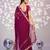wine color ethnic embroidered simmer chiffon fabric girlie partywear saree