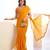 yellow color ethnic embroidered simmer chiffon fabric girlie partywear saree