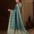 teal blue color beautiful woven ethnic georgette fabric ceremonial saree