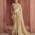 Cream elegant pure smooth zari silk saree with heavy embroidery and sequins