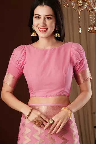 pink woven ethnic georgette ceremonial saree