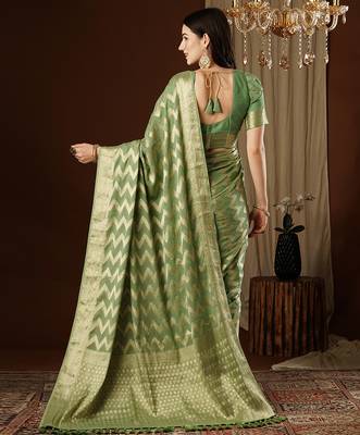 pista woven ethnic georgette ceremonial saree 2