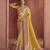Yellow luxurious pure smooth zari silk saree with detailed thread work and sequins
