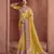 Yellow luxurious pure smooth zari silk saree with detailed thread work and sequins