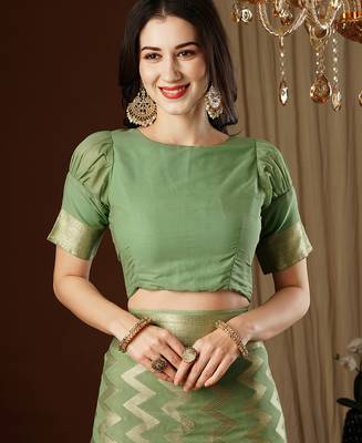 pista woven ethnic georgette ceremonial saree 5