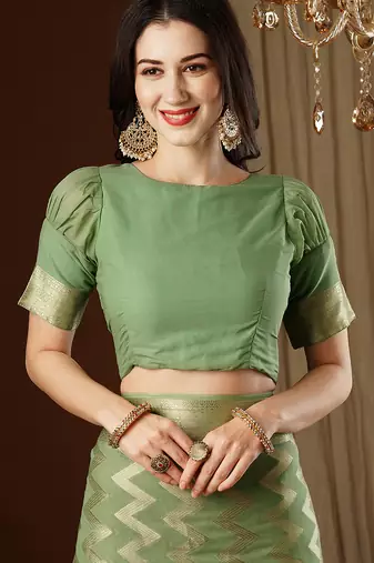pista woven ethnic georgette ceremonial saree