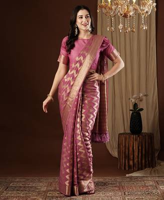 purple woven ethnic georgette ceremonial saree 1