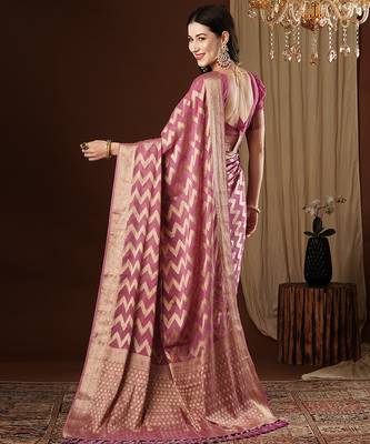 purple woven ethnic georgette ceremonial saree 2