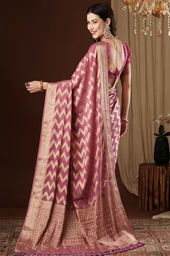 purple woven ethnic georgette ceremonial saree