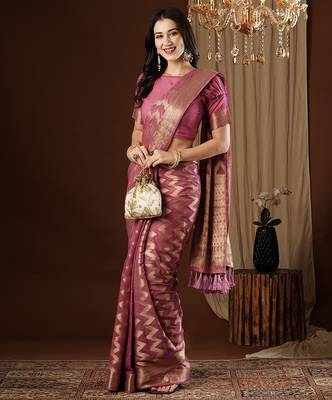 purple woven ethnic georgette ceremonial saree 4