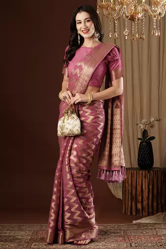 purple woven ethnic georgette ceremonial saree