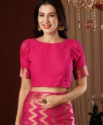 pink woven ethnic georgette ceremonial saree 5