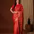 red color beautiful woven ethnic georgette fabric ceremonial saree