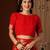 red color beautiful woven ethnic georgette fabric ceremonial saree