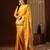 yellow color beautiful woven ethnic georgette fabric ceremonial saree