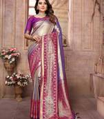 lavender color banarasi tissue silk blend ethnic jacquard weving designer ceremonial saree