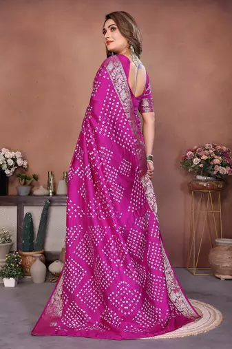 purple festive special bandhej printed traditional saree