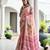 pink soft pure satin silk saree with hand painted floral design & zari border