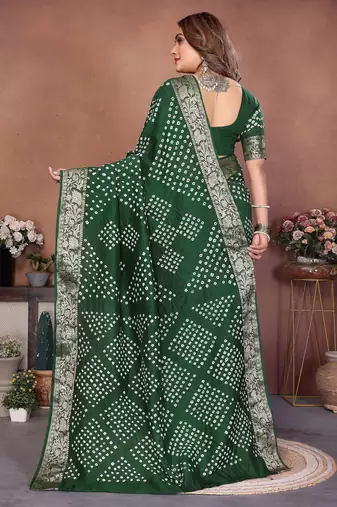 green festive special bandhej printed traditional saree