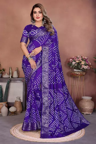 violet color beautiful festive special bandhej printed traditional saree