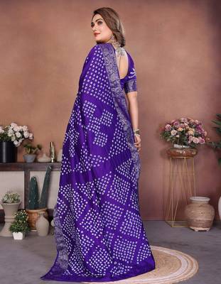 violet festive special bandhej printed traditional saree 2