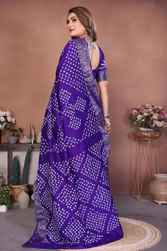 violet festive special bandhej printed traditional saree