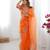 Orange heavy organza silk saree with thread & sequin embroidery