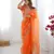 Orange heavy organza silk saree with thread & sequin embroidery