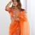Orange heavy organza silk saree with thread & sequin embroidery