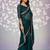 teal blue color crunchy fabric embroidery work ready to wear saree