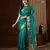 aqua blue girlie organza fabric woven jacquard designer saree