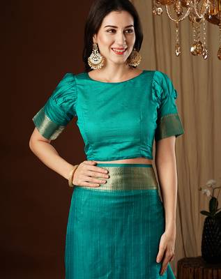 aqua blue girlie organza woven jacquard saree 5