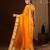 mustard color girlie organza fabric woven jacquard designer saree