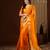 mustard color girlie organza fabric woven jacquard designer saree
