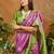 Onion pink handloom weaving paper silk saree with matching paper silk blouse