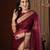 wine color girlie organza fabric woven jacquard designer saree