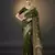 green color ethnic crepe silk blend fabric woven jacquard designer ceremonial saree