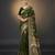 green color ethnic crepe silk blend fabric woven jacquard designer ceremonial saree