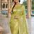 olive color ethnic crepe silk blend fabric woven jacquard designer ceremonial saree