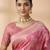 pink color ethnic crepe silk blend fabric woven jacquard designer ceremonial saree