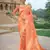 peach ethnic crepe silk blend fabric woven jacquard designer ceremonial saree