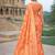 peach color ethnic crepe silk blend fabric woven jacquard designer ceremonial saree