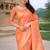 peach color ethnic crepe silk blend fabric woven jacquard designer ceremonial saree
