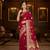red color ethnic crepe silk blend fabric woven jacquard designer ceremonial saree